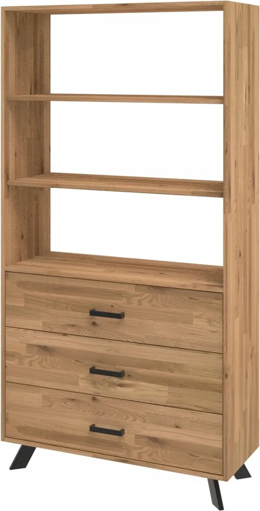 Regál dubový s zásuvkami na knihy 193x90x40