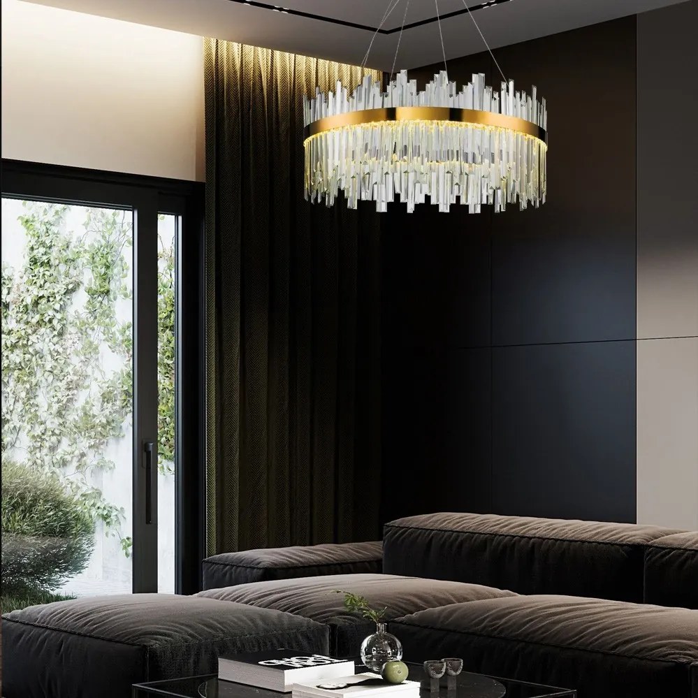 Závesný LED krištáľový luster APP1515-CP60 zlatý