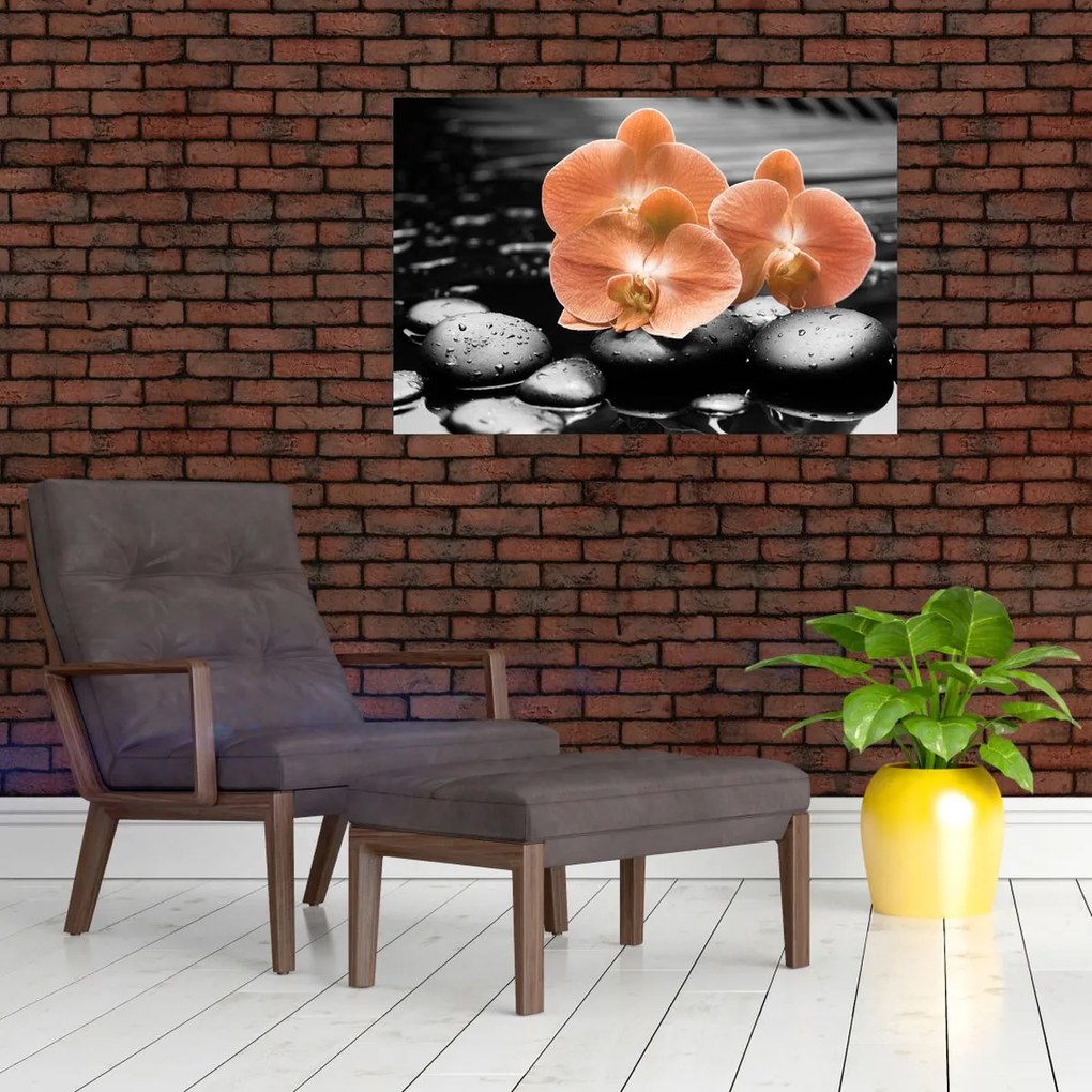 Obraz - Oranžové orchidey (90x60 cm)