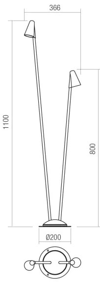 Redo 90712 - LED vonkajšia lampa NIVALIS 2xLED/6,9W/230V 110 cm IP65 hnedá