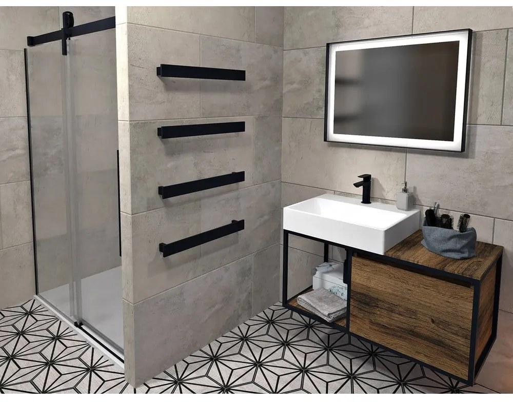 Matne čierny nástenný držiak na uteráky Patron – Sapho