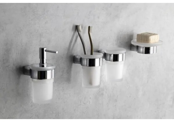 Gedy - Nástenný stojanček na zubné kefky PIRENEI mliečne sklo/lesklý chróm