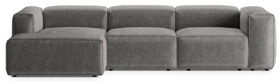 Svetlosivá menčestrová rohová pohovka (ľavý roh/s leňoškou) Bergamo – Cosmopolitan Design