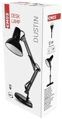 EMOS Stolná retro lampa DUSTIN, 1xE27, 25W, čierna