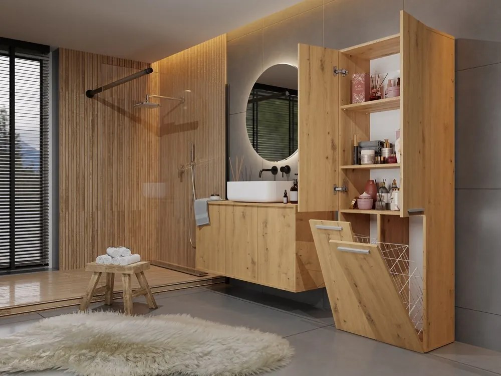 Kúpeľňová skrinka s 2 košmi na bielizeň NEL ART I dub artisan