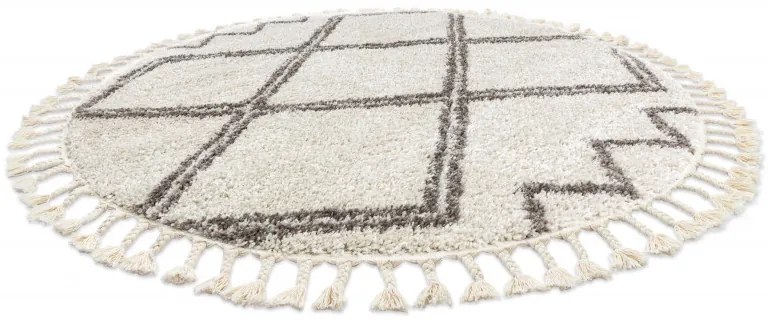 Kusový koberec Berber Asila cream and brown kruh, 120x120 (priemer) kruh, hnedá, obývacia izba, Dywany Łuszczów