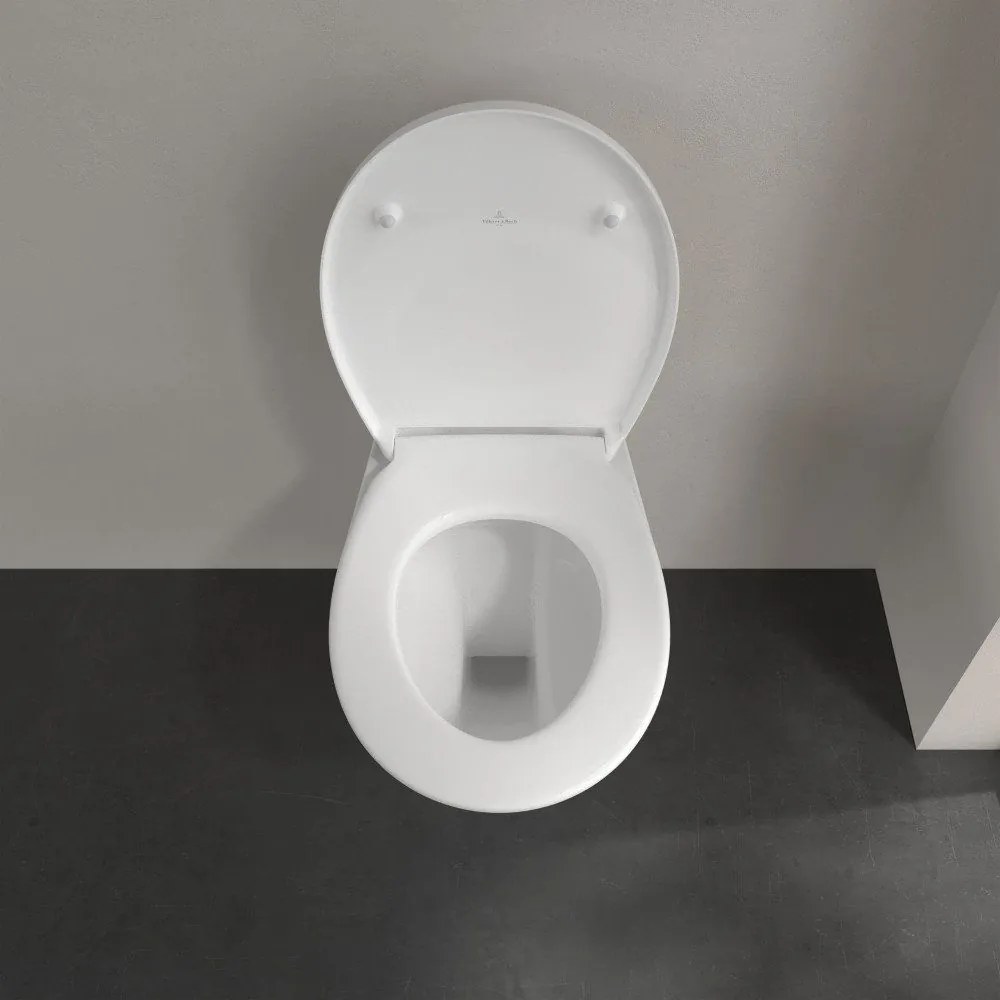 VILLEROY &amp; BOCH O.novo závesné WC s hlbokým splachovaním bez vnútorného okraja, 360 x 540 mm, biela alpská, s povrchom CeramicPlus, 7682R0R1