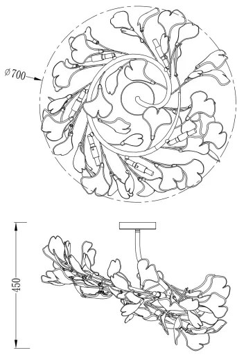 Zuma Line MX2858-6-EGN - Prisadený luster LEAF 6xG9/42W/230V zlatý