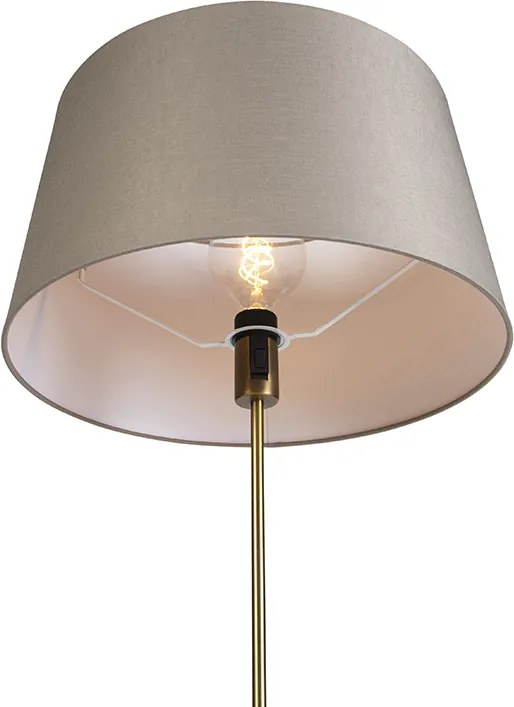 Stojaca lampa bronzová s tienidlom z ľanového plátna taupe 45 cm nastaviteľná - Parte
