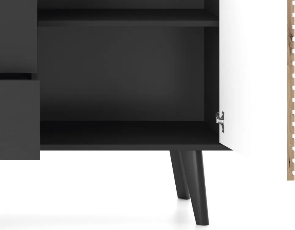 Široká komoda so zásuvkami Willow, čierna/dub artisan