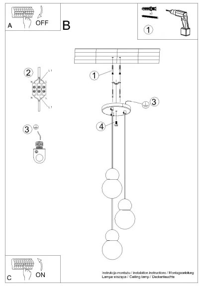 Sollux SL.1391 - Luster na lanku PEKKA 3xG9/8W/230V biela