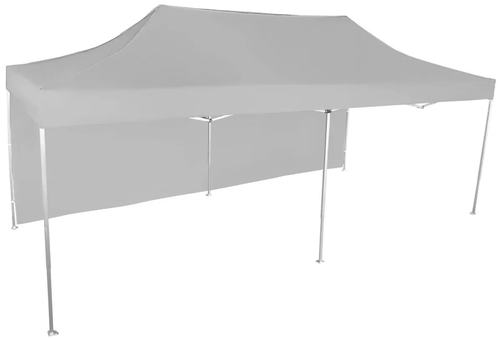 Rýchlorozkladací nožnicový stan 3x6m – hliníkový, 1 bočná plachta, Sivá / antracitová