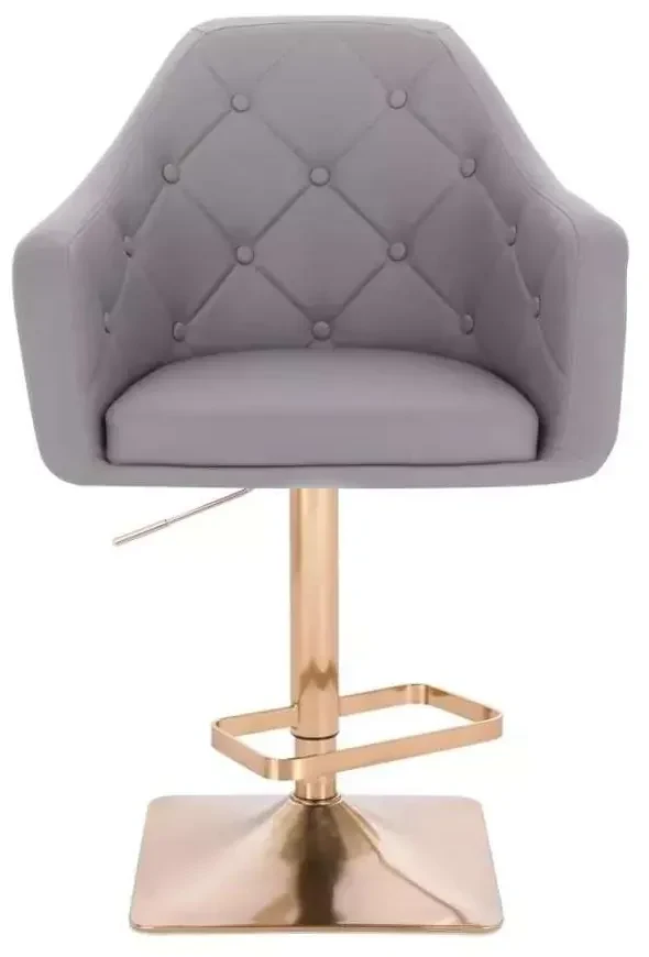 LuxuryForm DESIGN Barová stolička ANDORA na zlatej hranatej podstave - šedá