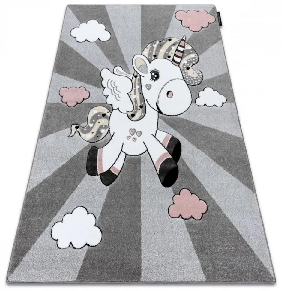 Detský kusový koberec Jednorožec sivý 200x290cm