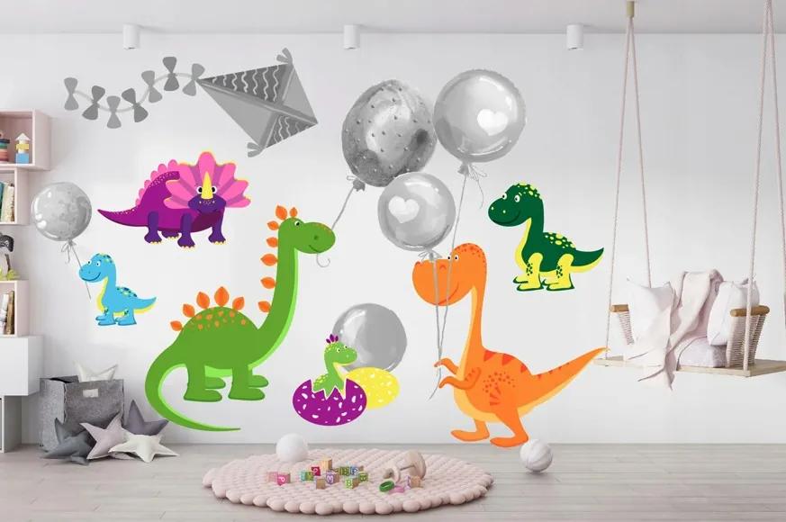 Samolepka na stenu veselý farebný dinosaury