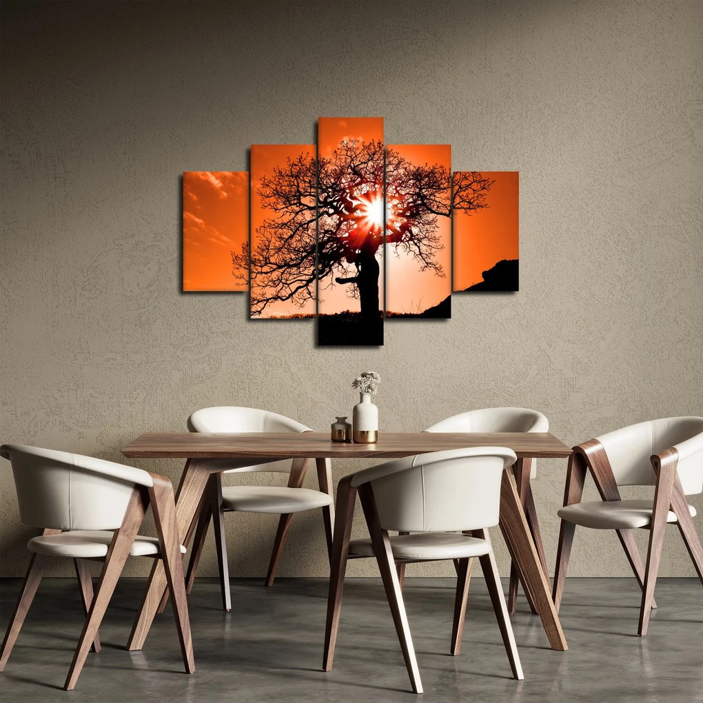 Obraz - Dub pri západe slnka (150x105 cm)