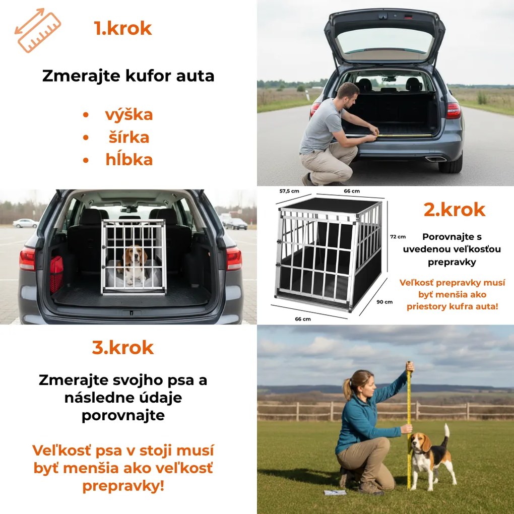 Prepravka pre psa BRUNO, 66x90x72cm, strieborná/čierna Jurhan