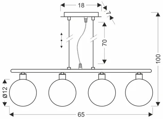 Závesný luster SOMUL na lanku 4xG9/20W/230V dymovo čierny