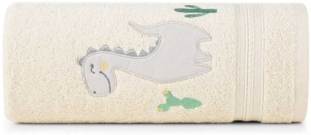 Detská bavlnená osuška BABY40 Dino 50x90 cm krémová