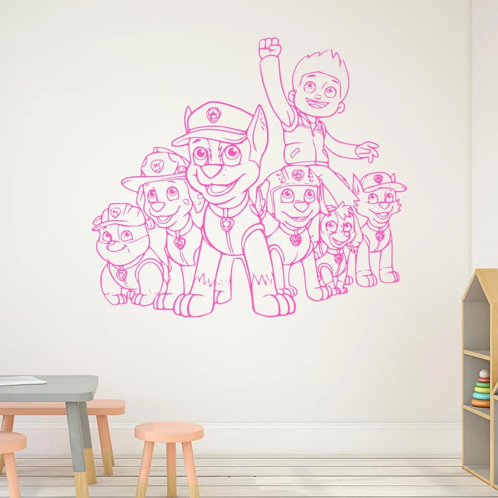 Veselá Stena Samolepka na stenu na stenu Ryder a Labková patrola Farba: béžová, Veľkosť: 100 x 88 cm