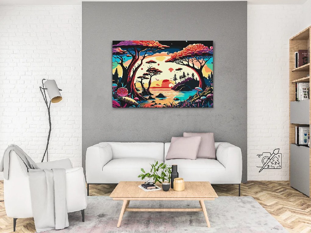 Gario Maľovanie podľa čísel Les plný húb Rozmery: 120 x 80 cm, Rámovanie: S vnútorným rámom