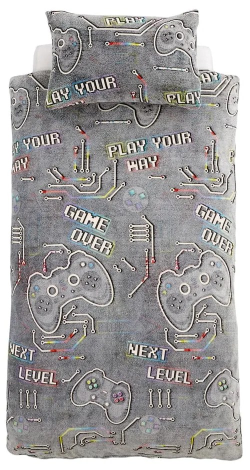 Detské obliečky so svietiacim efektom na dvojlôžko z mikroplyšu 200x200 cm Game Over – Catherine Lansfield