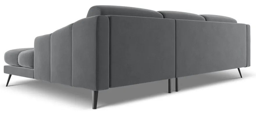 Sivá zamatová rohová pohovka (pravý roh) Nalu – Makamii