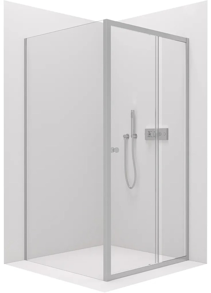 Cerano Varone, sprchovací kút s posuvnými dverami 110 (dvere) x 70 (stena) x 195 cm, 6mm číre sklo, chrómový profil, CER-CER-DY505-11070