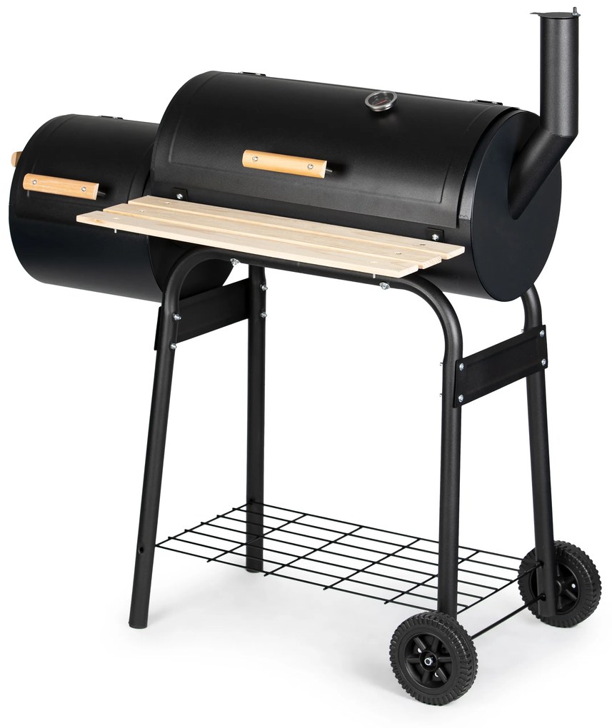 Veľký záhradný gril 2 v 1 s teplomerom, udiareň, komín