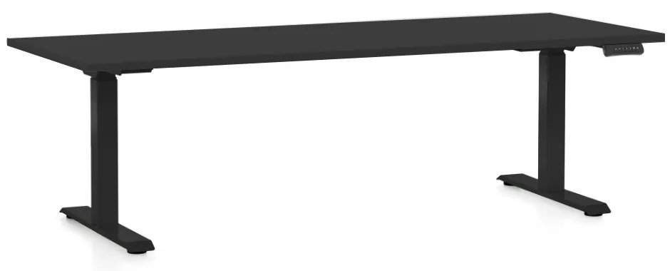Výškovo nastaviteľný stôl OfficeTech D, 200 x 80 cm, čierna podnož, čierna
