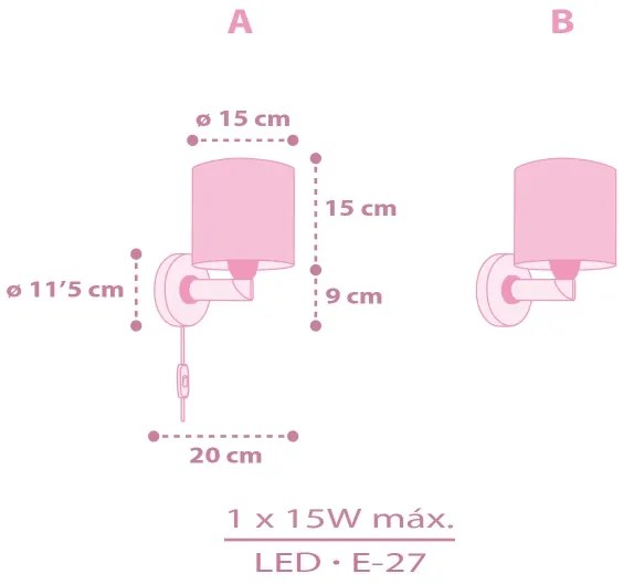 Dalber 42499 - Detské nástenné svietidlo FAIRY DREAMS 1xE27/15W/230V