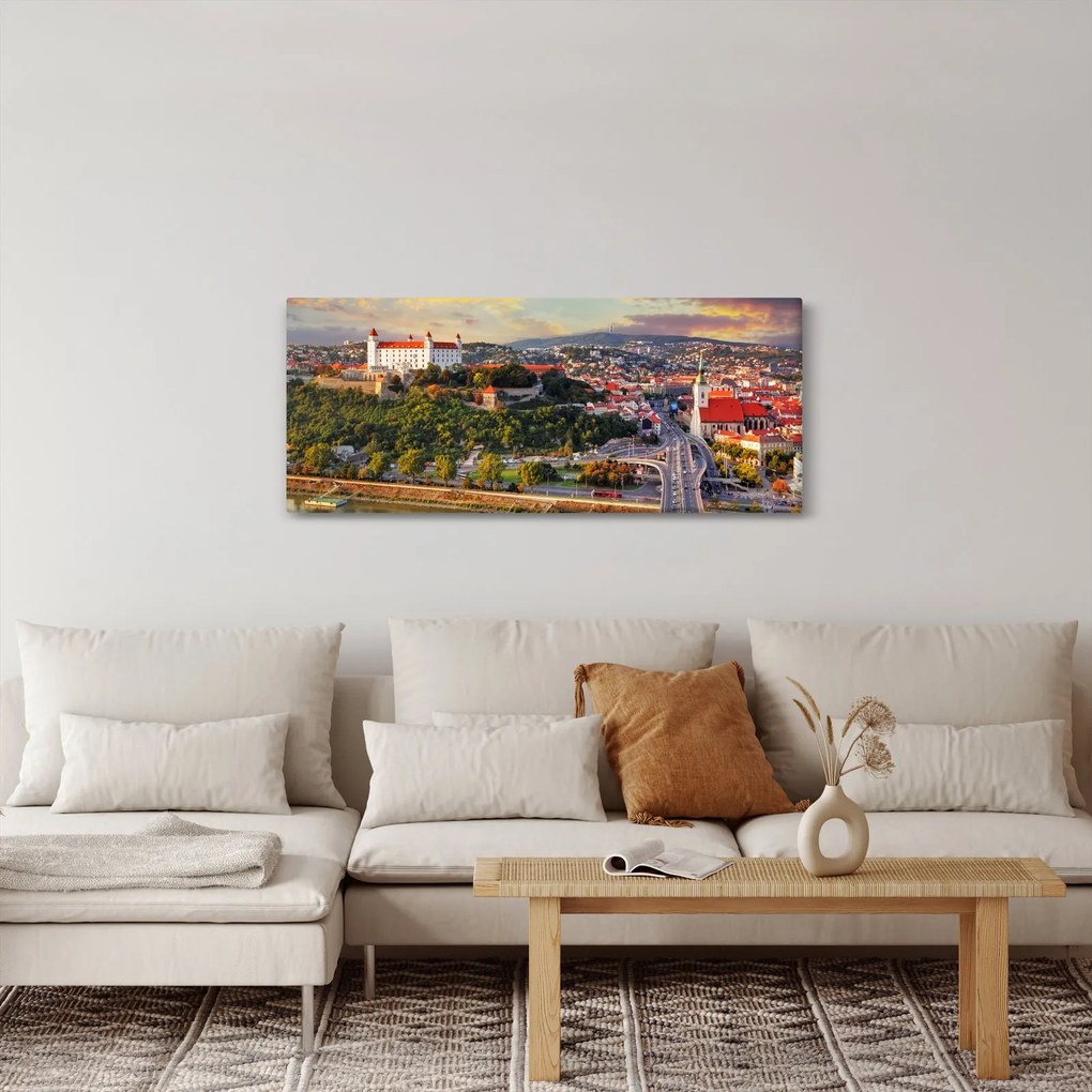 Obraz - Panorama Bratislavy, Slovensko (120x50 cm)
