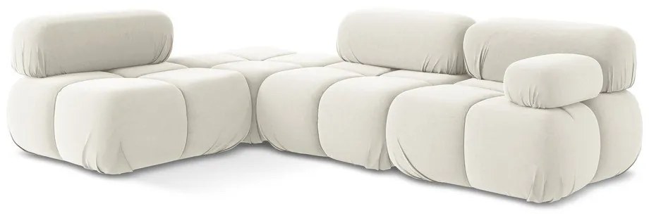 Biela zamatová modulárna rohová pohovka (ľavý roh) Lokua – Makamii