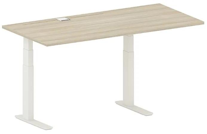 Výškovo nastaviteľný pracovný stôl FUTURE, 1700 x 800 x 675-1325 mm, bez paravánu, biela/dub