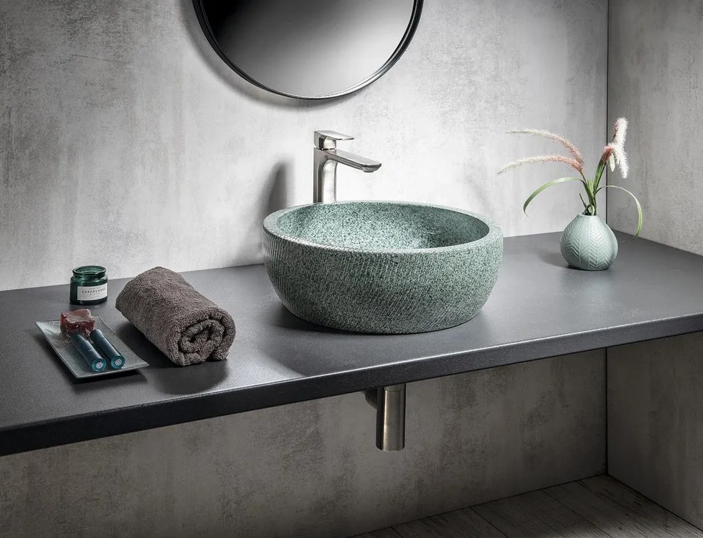 Sapho Sapho, PRIORI keramické umývadlo na dosku Ø 41 cm, hnedá s modrým vzorom, PI023