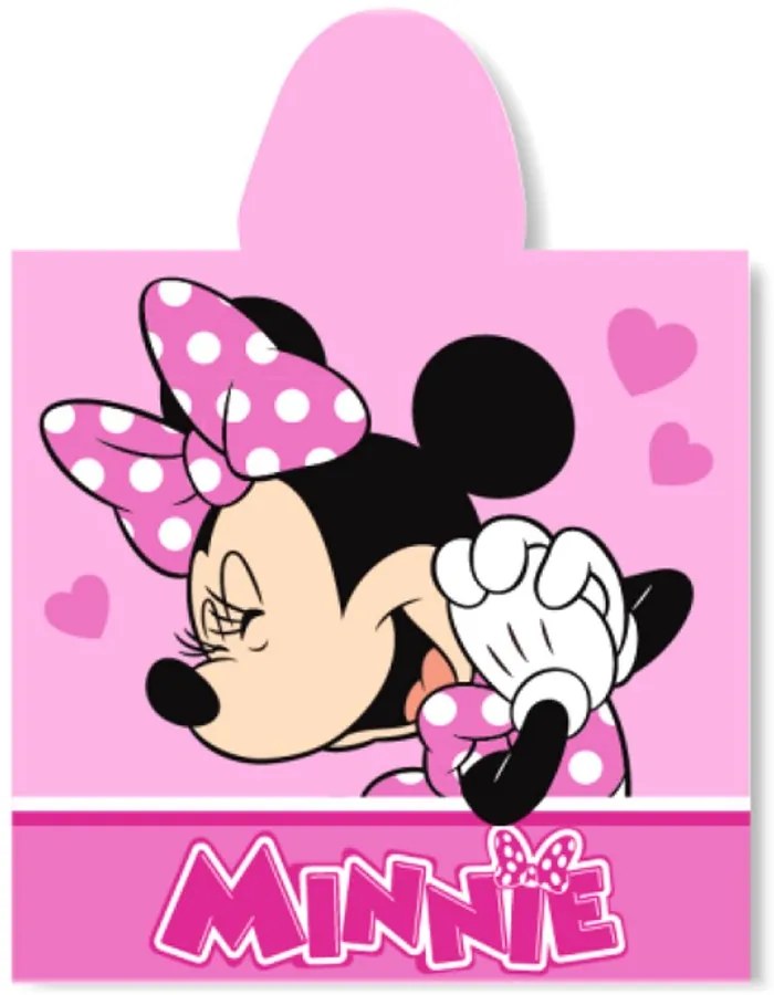 Kúpacie pončo - osuška s kapucňou Minnie Mouse - Disney - vyrobené z mikrovlákna - 100 x 50 cm