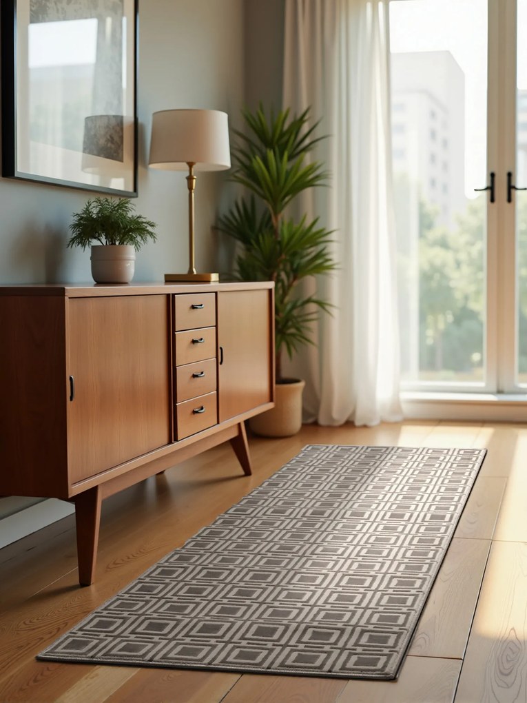 Behúň Perles 106190 Cream Grey z kolekcie Elle, 80x240, šedá, obývacia izba, ELLE Decoration