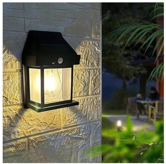 Solárna záhradná nástenná lampa Solar Interaction YX-777 - čierna