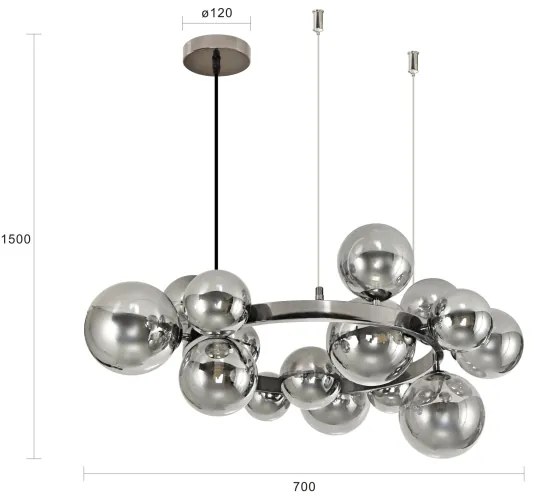 Brilagi - LED Luster na lanku MILLA 15xG9/3W/230V lesklý chróm/dymová