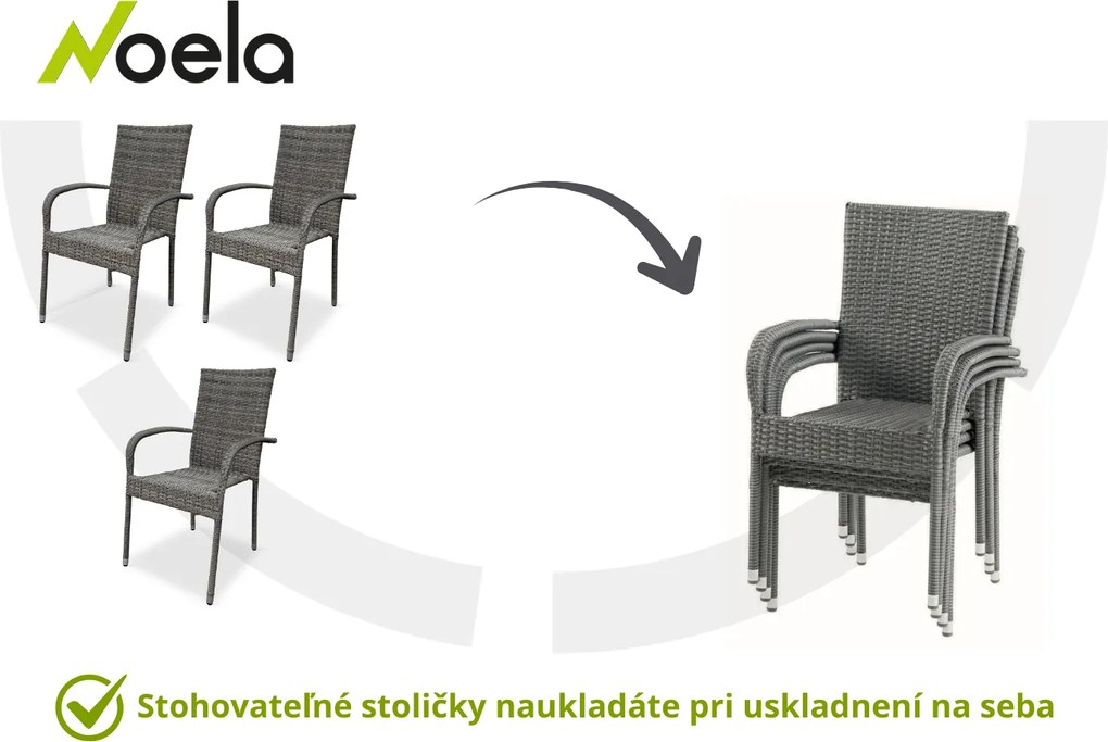 Noela Balkónový set Nina + 2x ratanová stolička Paris PREMIUM