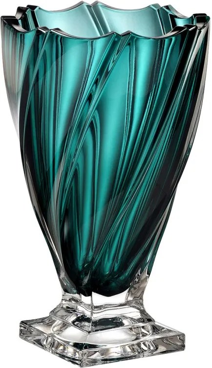 KRIŠTÁĽOVÁ VÁZA BOHEMIA PONTI GREEN TOUCH NA NOHE 330MM
