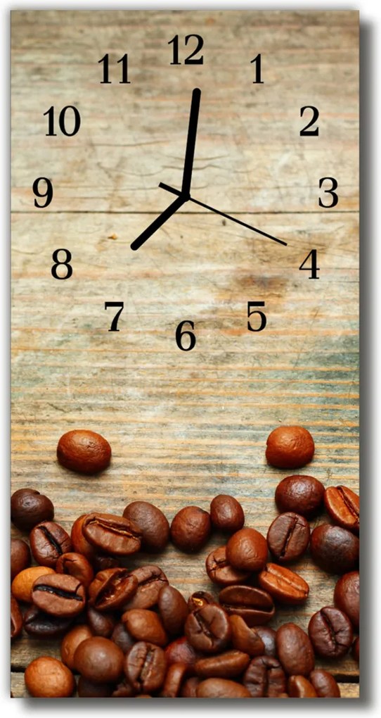 Sklenené hodiny vertikálne  Kuchynská zrná Káva z hnedého dreva