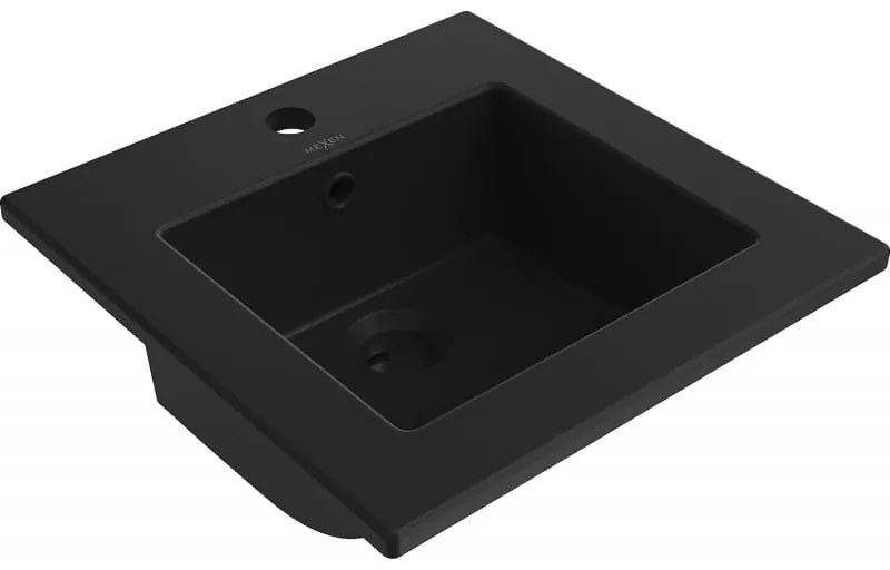 Mexen Atena, umývadlo na zapustenie do dosky 41 x 41 cm, čierna matná, 25014170