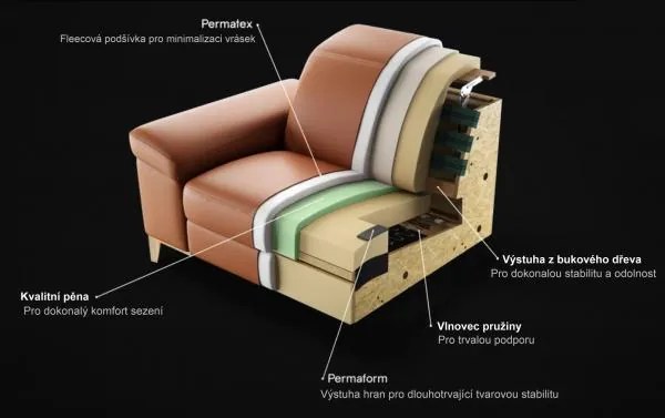 Moderná kožená pohovka LOREN, čierna (Genisia 910)