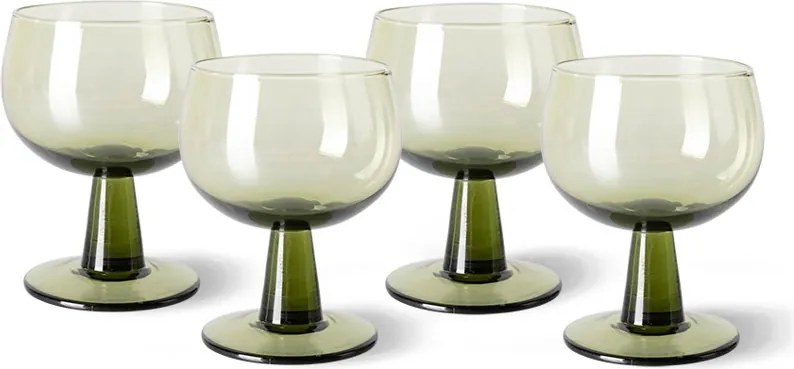 Set 4ks zelený pohár na víno na nízkej nohe The Emeralds - Ø 8*11cm/ 250ml