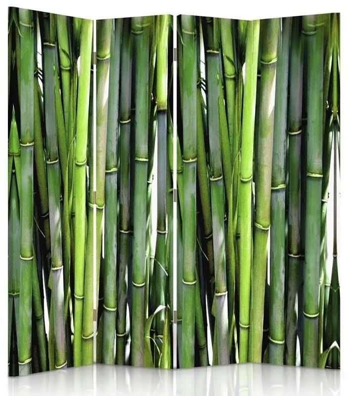 Ozdobný paraván, Bambus - 145x170 cm, štvordielny, obojstranný paraván 360°