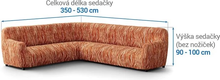 Bielastické poťahy UNIVERSO NOVÉ žíhané tehlové rohová sedačka (š. 350 - 530 cm)
