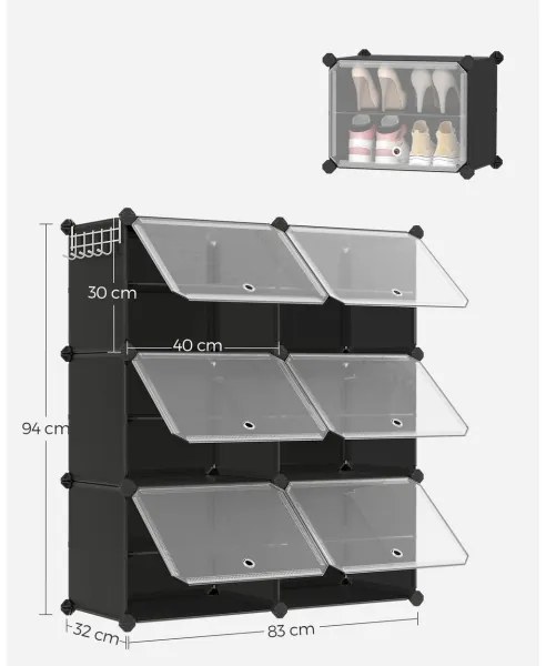 Modulárny regál s priehradkami BOXIFY čierny