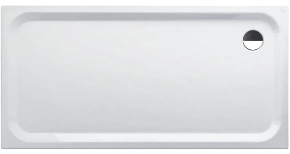 LAUFEN Platina obdĺžniková sprchová vanička zo smaltovanej ocele, odtok v rohu, 1800 x 900 x 45 mm, biela, s protišmykom, H2150376000401