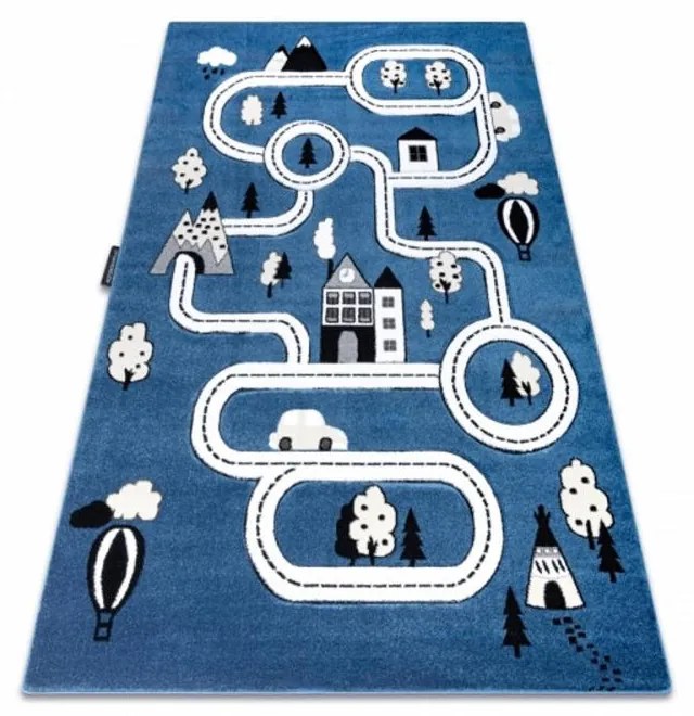 Detský kusový koberec Cesty v meste modrý 120x170cm